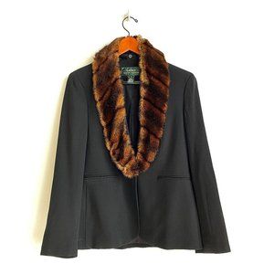 Ralph Lauren Black Jacket with Brown Fur Collar